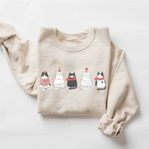 Cute Cat Christmas Sweatshirt Cat Lover Gift Christmas Christmas Sweatshirt 17
